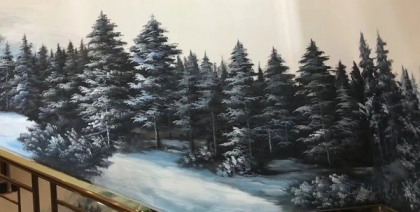 彩绘风景客厅墙绘装修